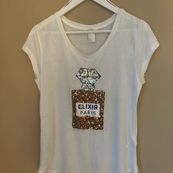 Cute H&M cotton t-shirt with sequin detail - Picture 2 of 4